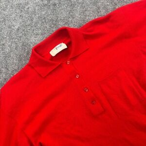VTG Pringle Polo Shirt 36 Red 100% Cashmere Short Sleeve Knit Top Women's